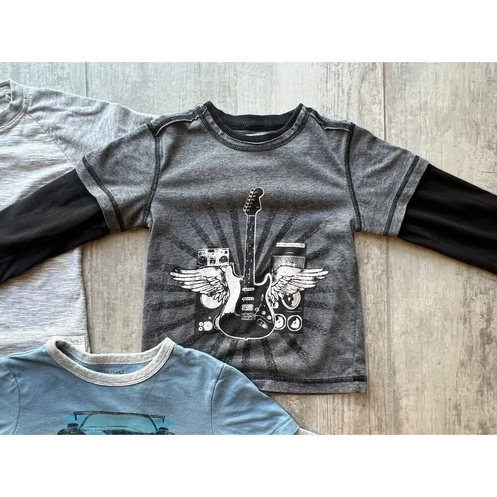 Baby Gap Set Lot of 5 Toddler Boys Long Sleeve Casual Everyday Shirts Tops 3T